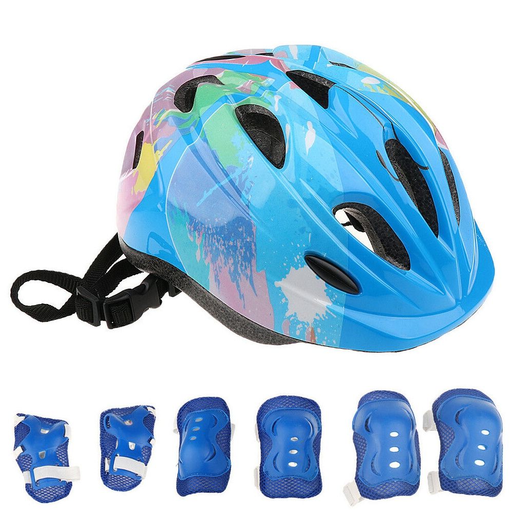 7Pcs Kid Roller Skating Cycling Bike Protective Helmet