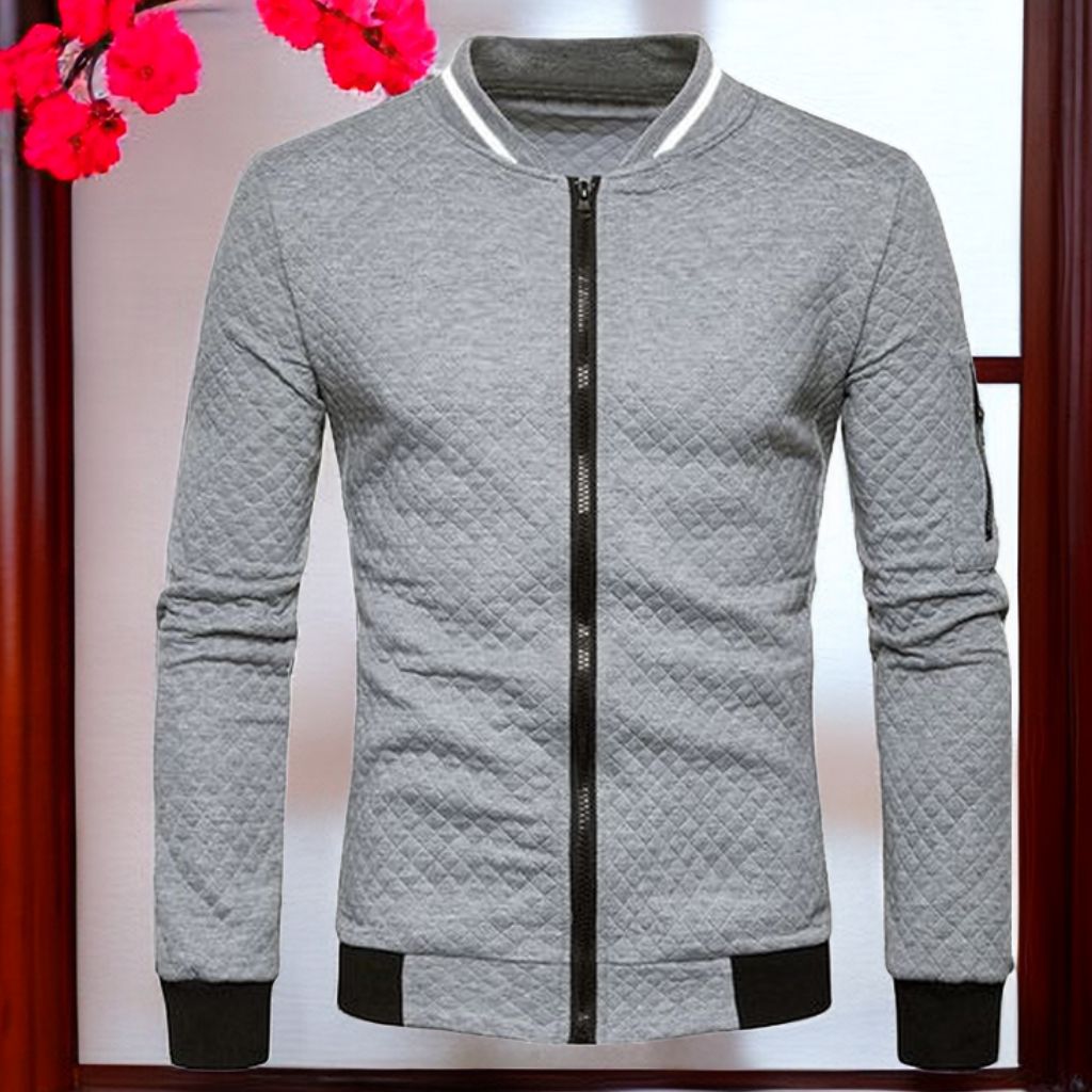 Mens Lightweight Varsity Casual Windbreak Coats - Gray