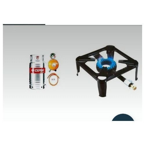 12.5 Stainless Gas Cylinder With Meter Regulator, 4yards Of Host, Clip And Industrial Cooker.