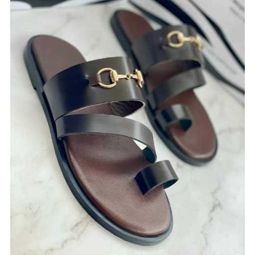 Chain Male Slippers - Dark Brown