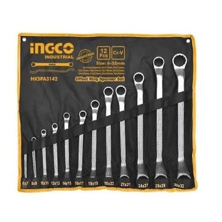 Ingco Industrial Offset Ring Spanner 12p Set 6-32mm