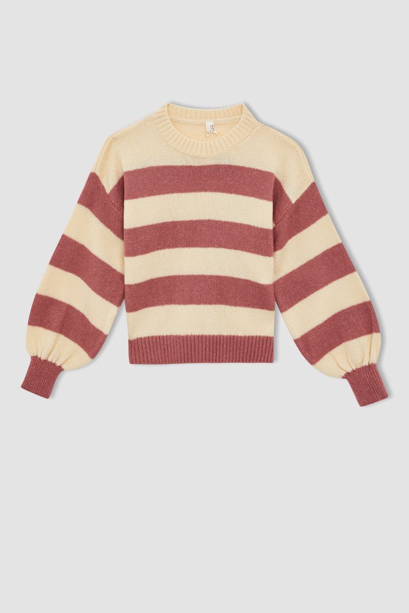 Girl - Regular Fit Crew Neck Tricot Pullover - Pink