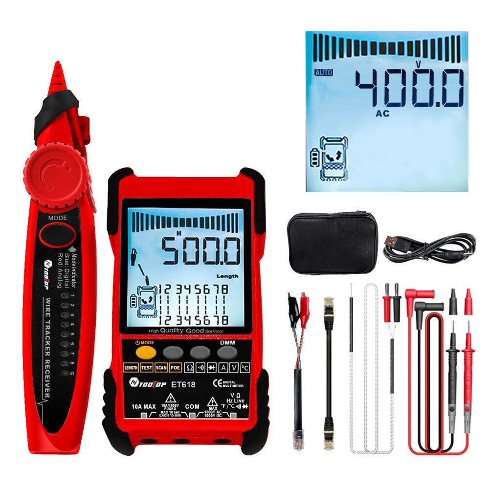 TOOLTOP Large LCD Screen Network Cable Tester + Multimeter 2