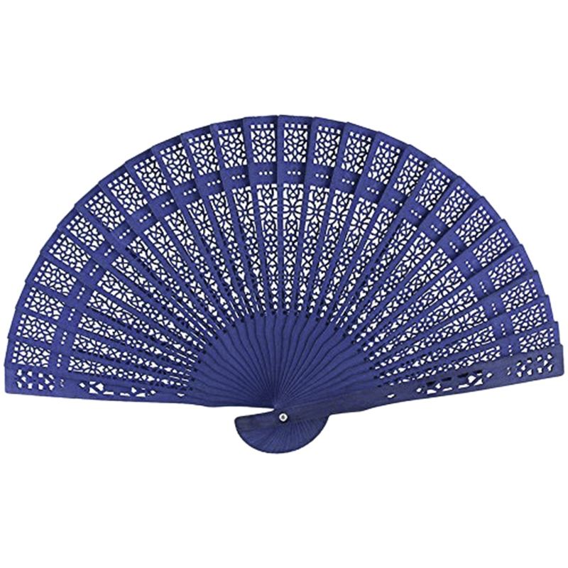 Bamboo Fan Fan Wooden Original Flower Chinese Hand Inch Decor Pocket Party Folding Decoration-Blue Japanese For 8 Home