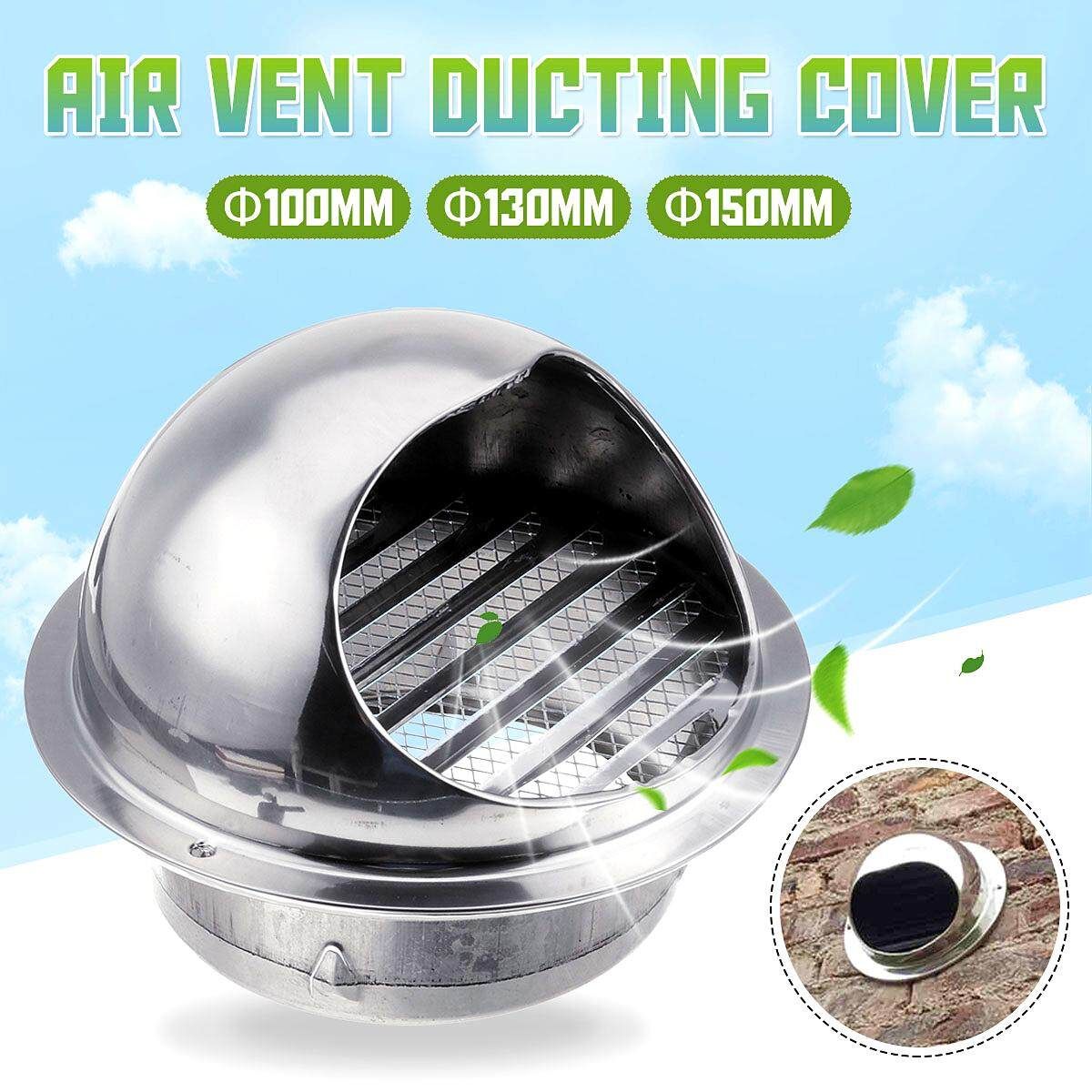 Stainless Steel Wall Air Vent Ducting Cover-130mm Silver