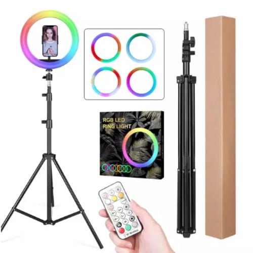 Rgb 10 Inches Selfie Ring Light 26cm With Stand - 2 Remotes For Selfie And Light Control