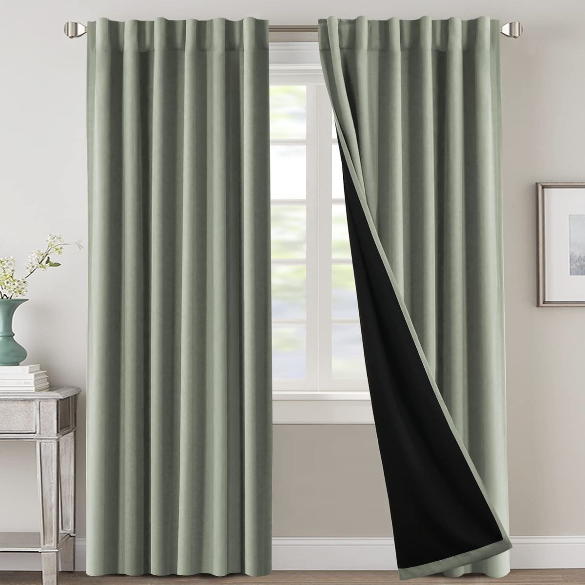 100% Blackout Curtains For Bedroom With Black Liner Full