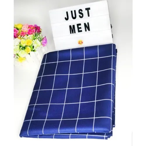 Check Senator Material - 4 Yards - Blue With White