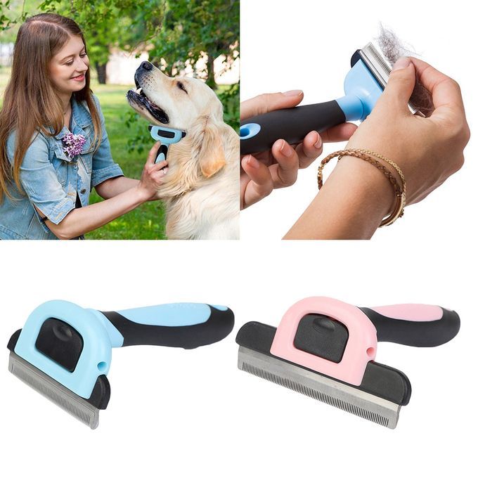 Pet Grooming Tool Undercoat Rake For Cats  Dogs With Long Pink - S