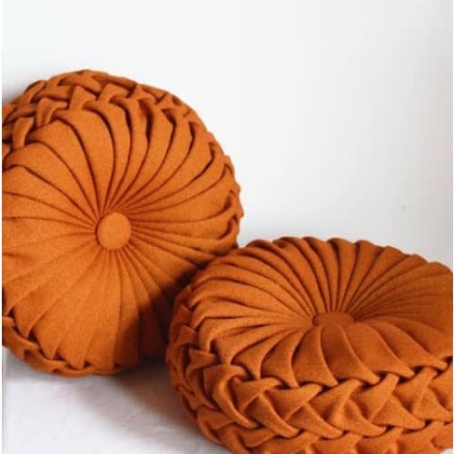 Round Smoked Throw Pillows - 2 Pieces -  Burnt Orange