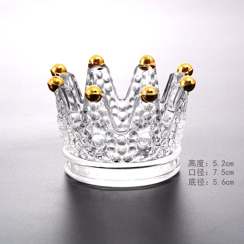 Creative Crown Design Ashtray GlPersonality Ash Tray Transparent Wax Holder Candle Holder Ornaments Ashtray For Home Car