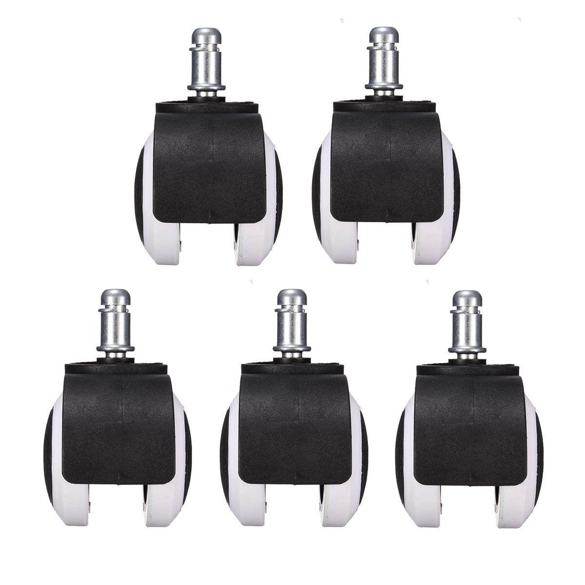 5pcs 50KG Universal Mute Wheel 2" Replacement Office Chair Swivel Casters Rubber Rolling Rollers Wheels Furniture Hardware - Black
