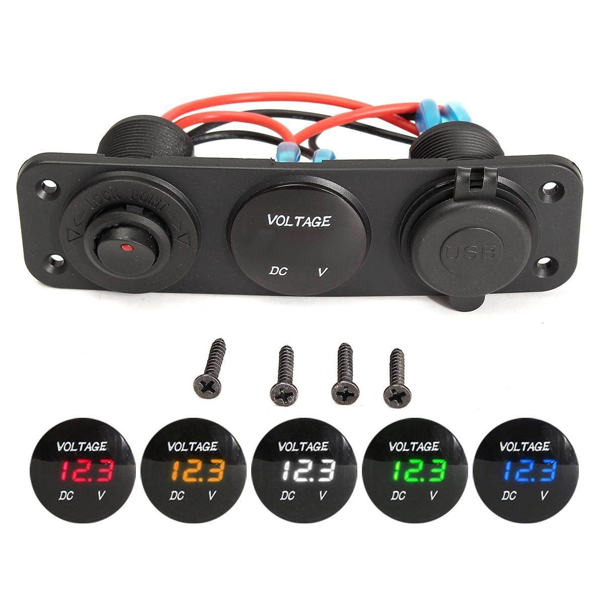 12V Dual USB Car Chargers Adapter Socket Voltmeter Motorcycle Led Orange