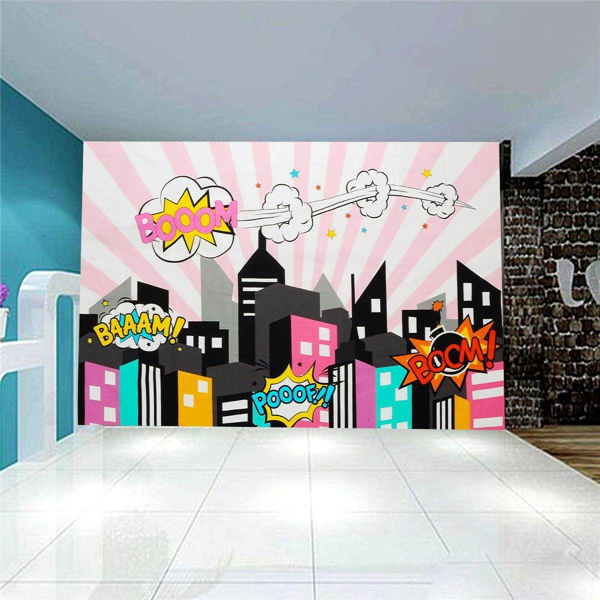 Superhero Vinyl Photography Backdrop Photo Background For Birthday Party Wedding 2.1*1.5m