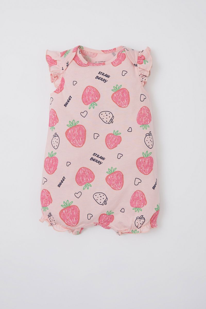 BabyGirl - Regular Fit Envelope Neck Sleeveless Knitted Overall - Pink