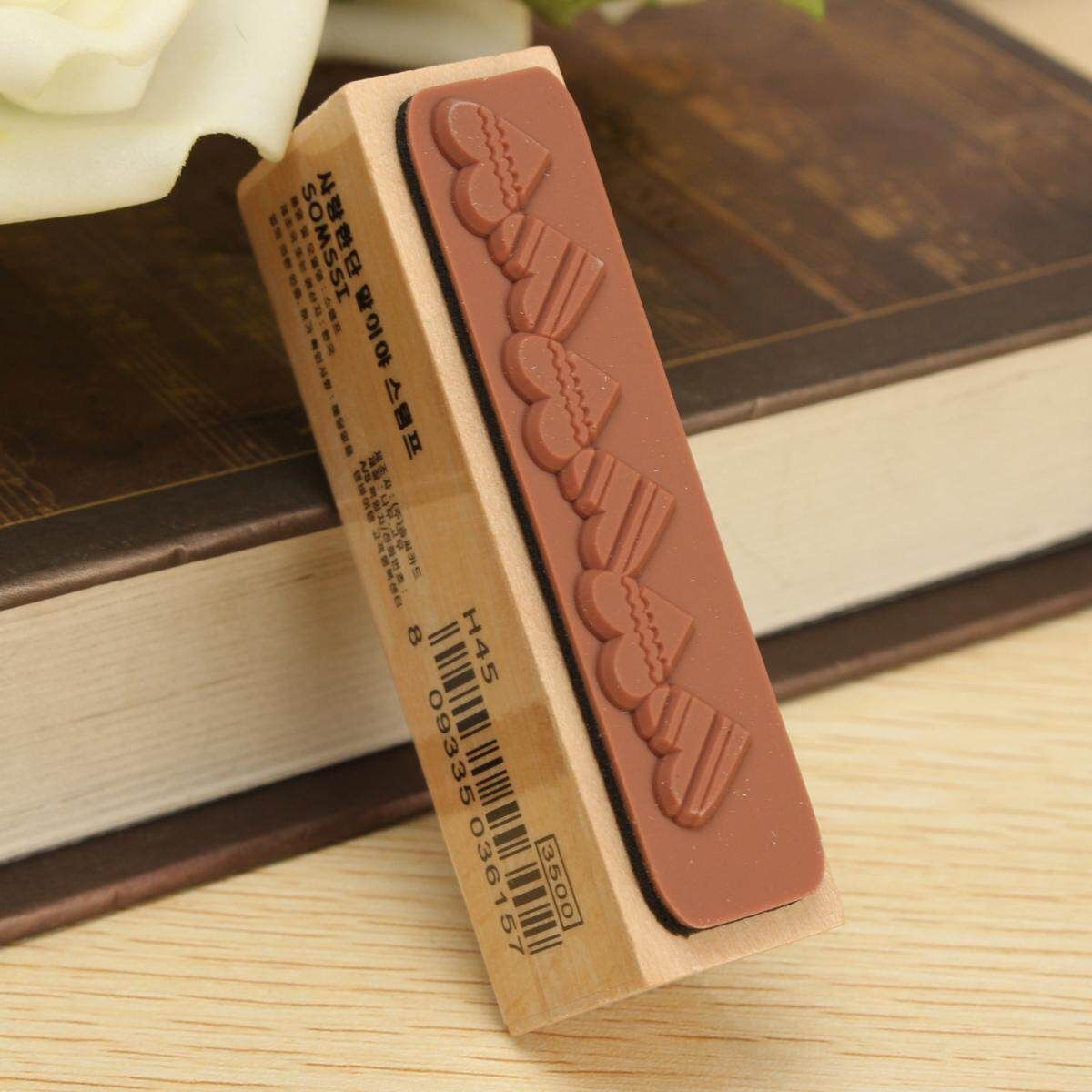 Floral Thank You Happy Birthday Wooden Rubber Stamp Seal Craft Stamper Brown