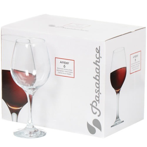 Amber Red Wine Stemware Glass - 460CC - 6 Pcs