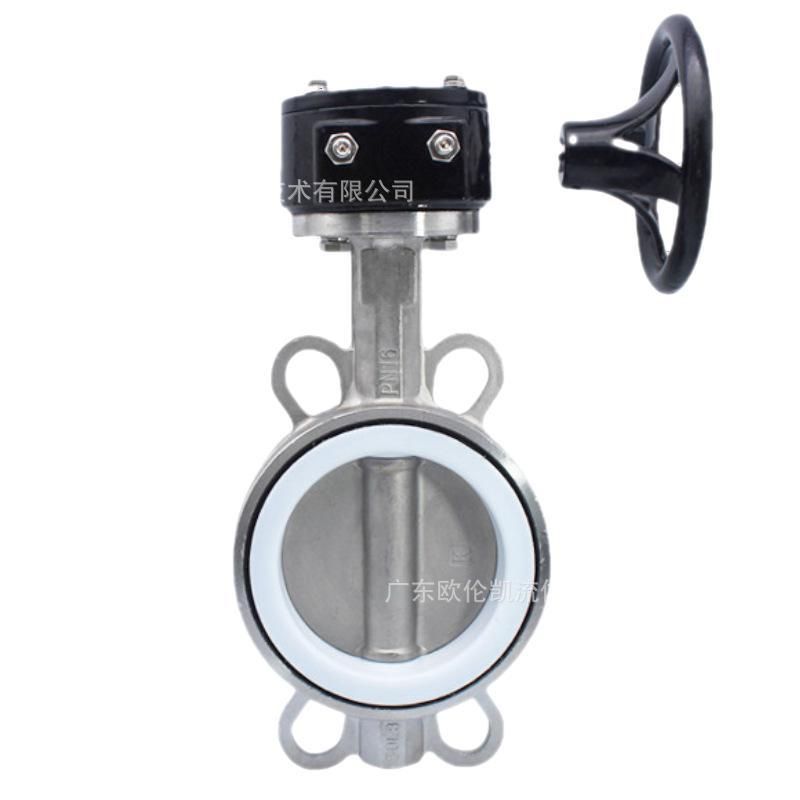 Stainless Steel Turbine Wafer Butterfly Valve D371X-10P/304 Vinyl/PTFE Soft Seal Manual Butterfly Valve
