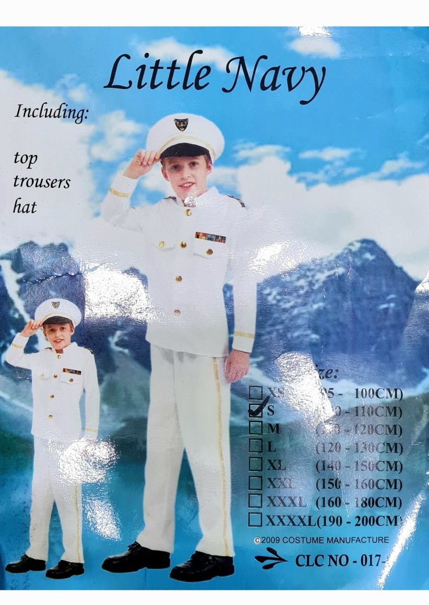 Kids Navy Admiral / Sailor / Marine Dress Costume - Full Set