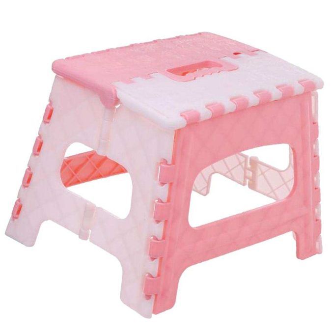 Plastic Collapsible Step Stool Anti   Portable Lightweight Pink_2