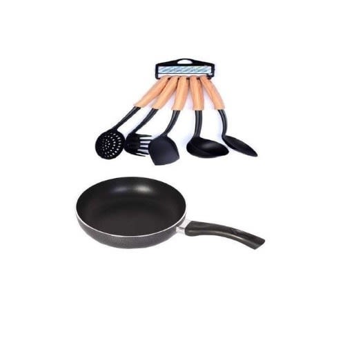 5 Pcs Non Stick Spoons And 26cm Fry Pan