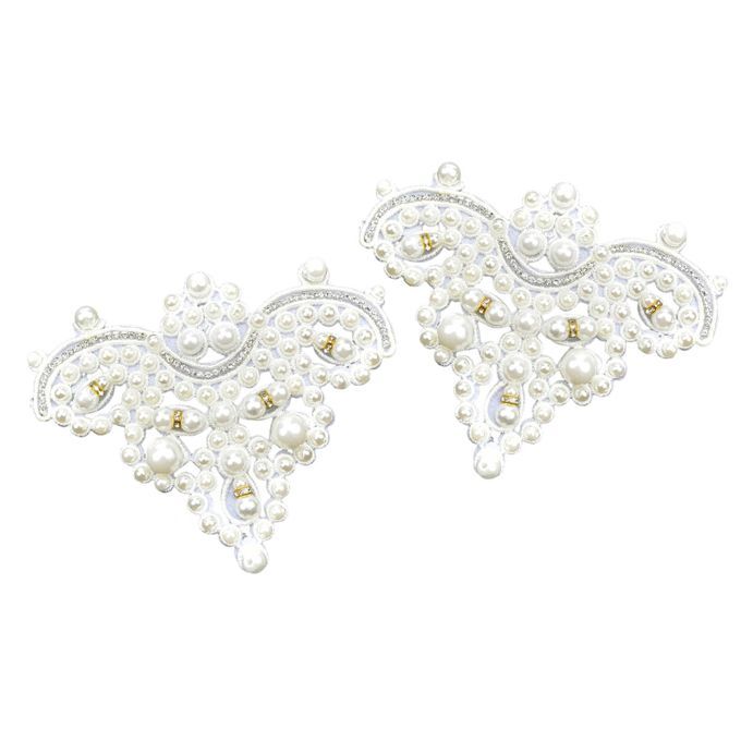 Bridal Wedding Prom Rhinestone Pearl Shoe Patch Design Dress Formal