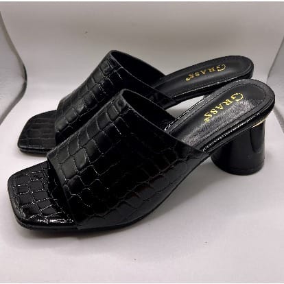 Block Heel Slippers - Black