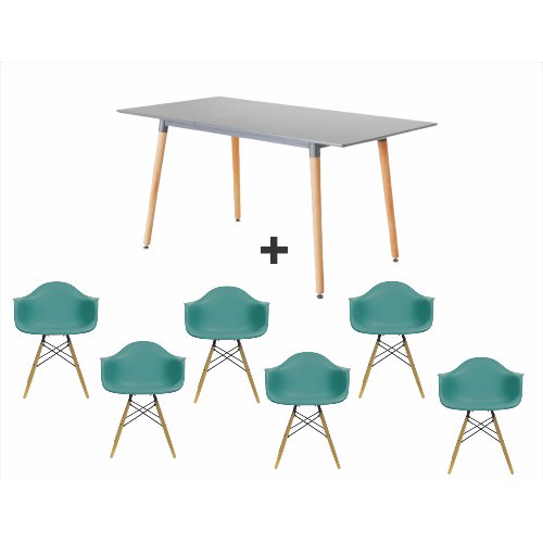 Hygena Charlie Dining Table + 6 Eames Chair