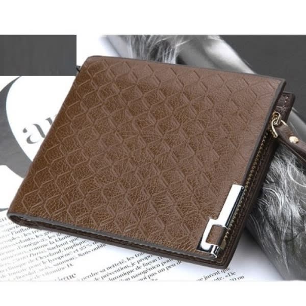 Mens Zipper Leather Wallet - Coffee Brown