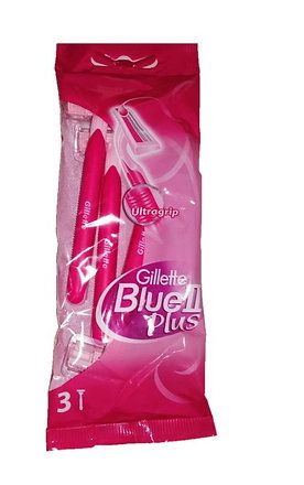 Blue II Plus Women's Disposable Razors, 3-Pack- Pink