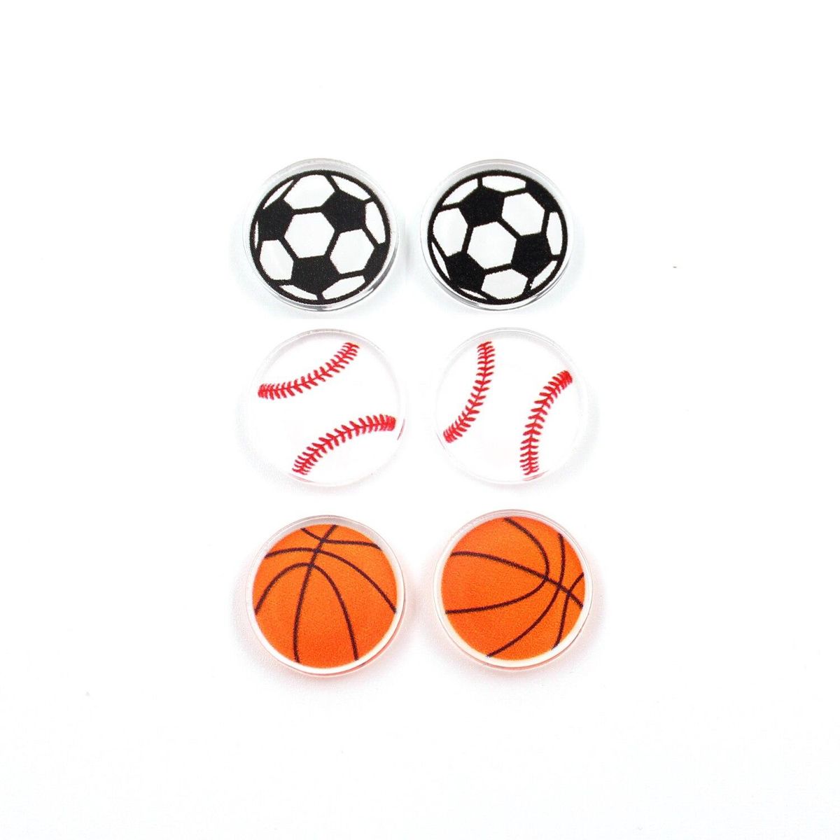 Set of 10 15mm Acrylic Basketball soccer For Earrings flat back Laser Cut sports Jewelry Accessories