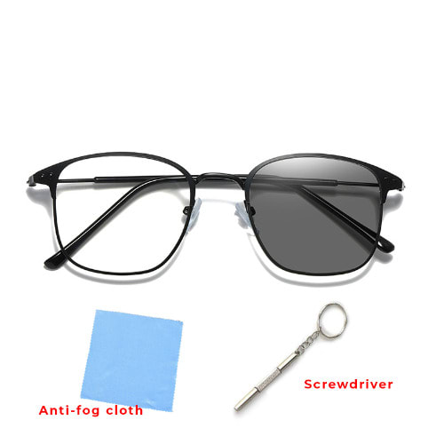 Photochromic Anti Blue Light Glasses - Black Rectangle Frame