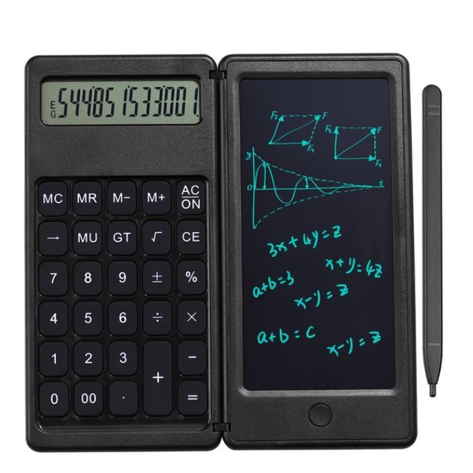 Foldable Calculator 6 Inch LCD Writing Tablet Digital Drawing Pad 12 Digits Display With Stylus Pen