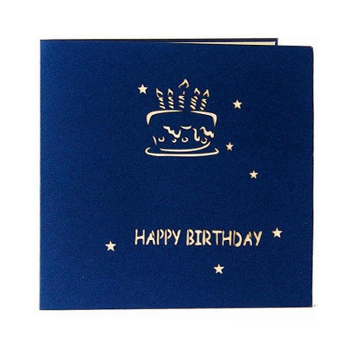 3d Birthday Surprise Card Portable Greeting with Cute Cake Design Blue