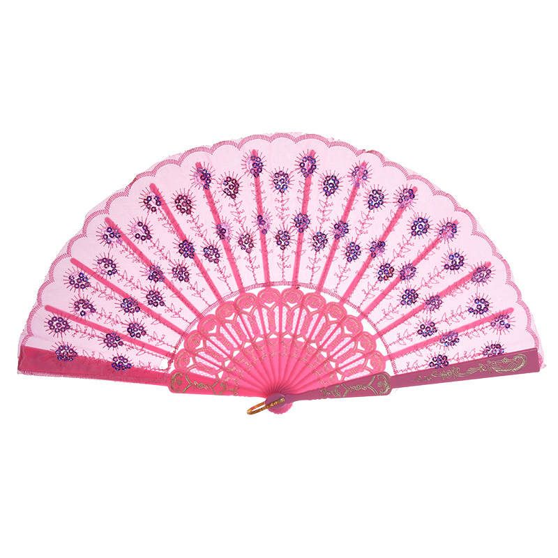 Sequins Vintage Fan 10 Colors Wedding Folding Dance Decor Home With Embroidered Handheld Supplies