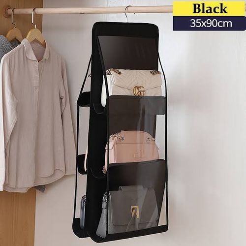 6 Pocket Hanging Wardrobe Organiser For Purse Handbag