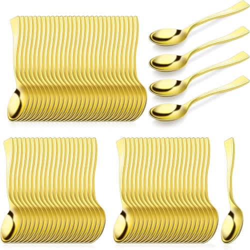Disposable Gold Spoons - 50 Pieces - Plastic