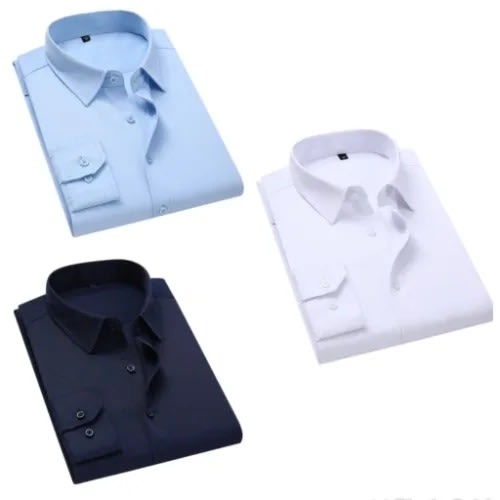 Set Of 3 Corporate Long Sleeve Shirt - Navy Blue, White, Sky Blue