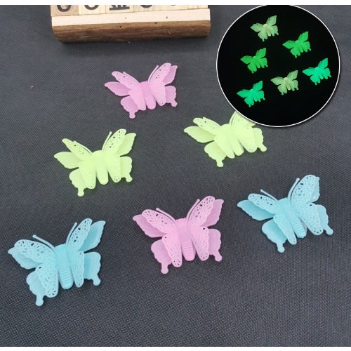 Double Layered Butterfly Glow In The Dark Stickers - 6pieces - Multicolor