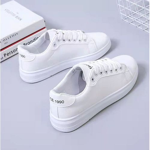 Tennis Lace-up White Shoes Woman Pu Leather Female Shoes Casual Sneakers