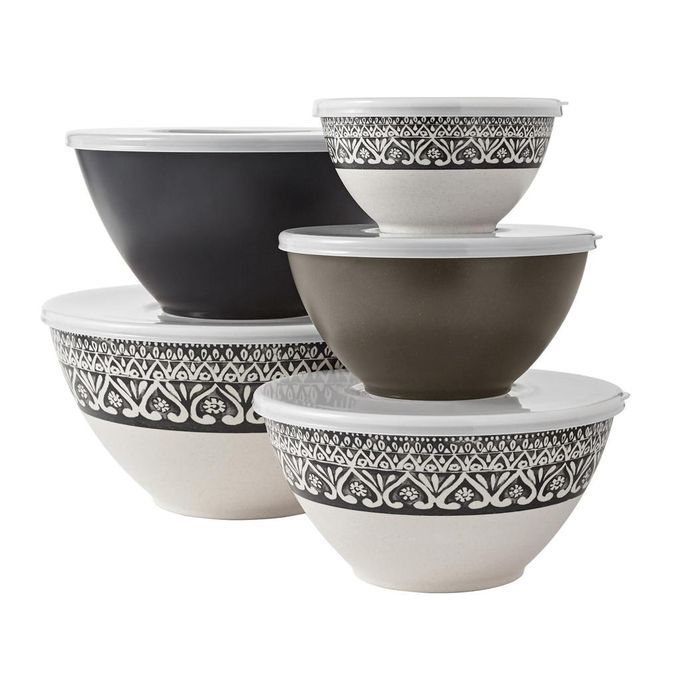 10 - Piece Bamboo Melamine Mixing Bowls (B & W)