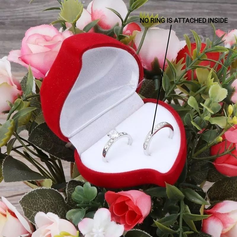 Red  Double Spaced Wedding Rings Set Ring Case Engagement Ring Box Jewelry Storage Holder Pack