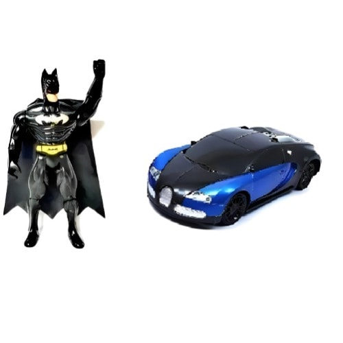 Bat Man Super Hero Toy + Blue Battery Powered Siren Toy Car