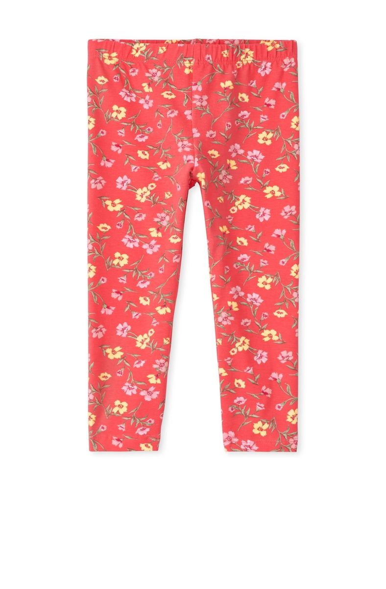 Girls Rose Blossom Capri Leggings-Coral Rose Multicolour