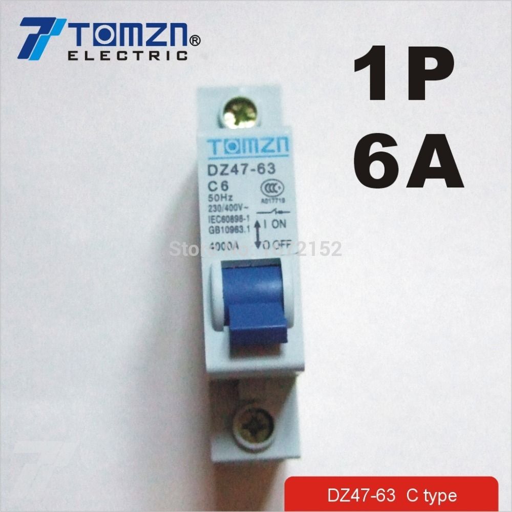 400V~ MCB 230 6A Mini 60HZ 50HZ Circuit 1P C45 Breaker