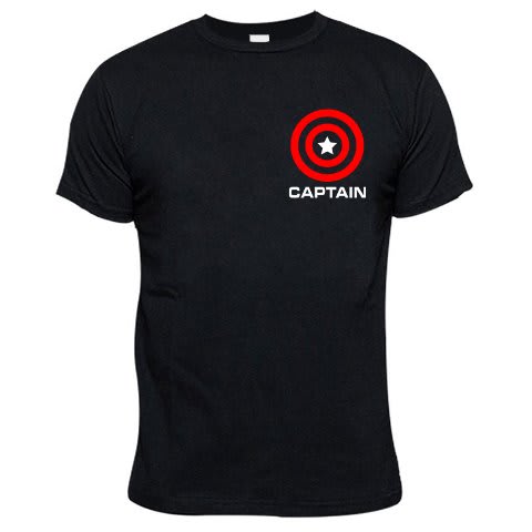Captain Pocket Badge Print Tshirt - Black