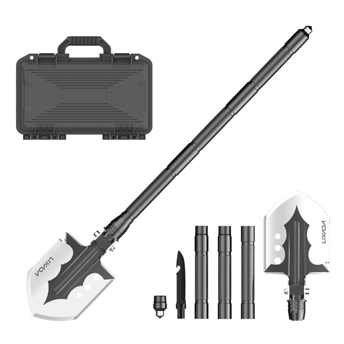 LIXADA Camping Shovel Folding Survival Shovel Multi-functional Multi-tool Outdoor Emergency Shovel