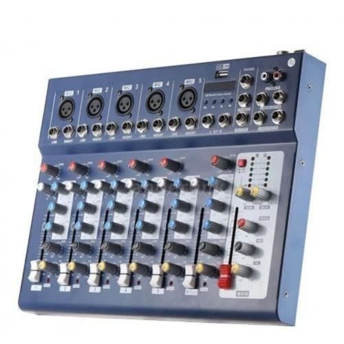 7 Channel Audio Mixer With Bluetooth + Usb & Phantom Light.