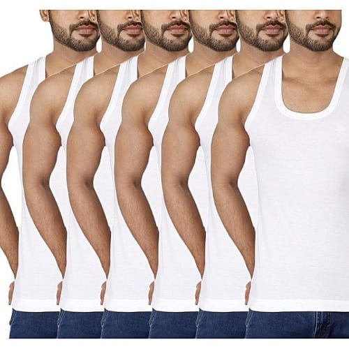 100% Cotton Singlet - White - Pack of 6