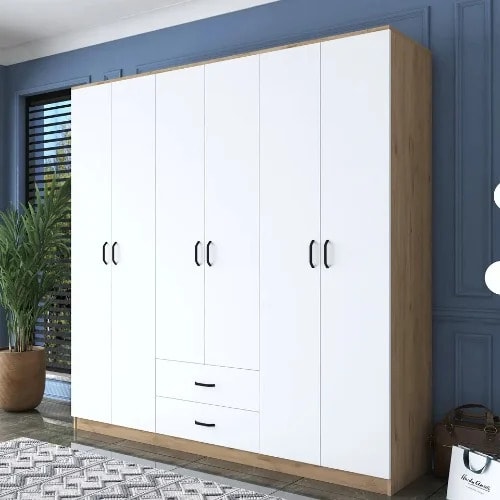 6 Doors & 2 Drawers Modern Wardrobe - White